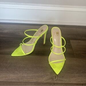 Neon Yellow Strappy Heels size 6